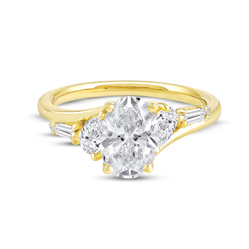 10K Gold 1 to 3.5 CT.T.W. Oval Lab Created Diamond Engagement Ring D VVS1-VS1 3EX IGI Certified-3