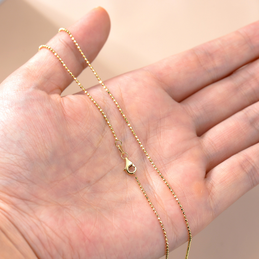10K Gold 1.2mm Bead Chain Necklace-2