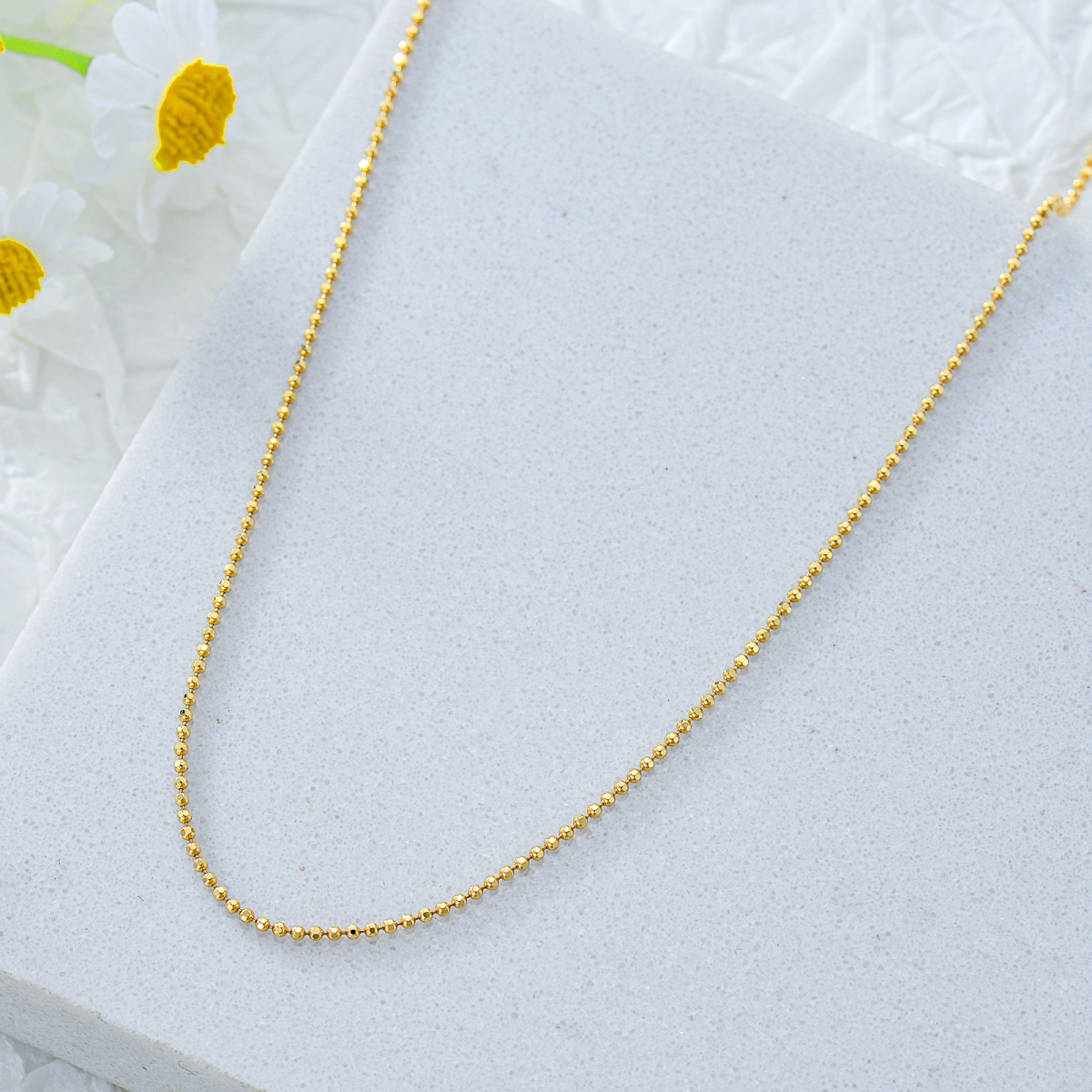 14K Gold 1.2mm Bead Chain Necklace-3