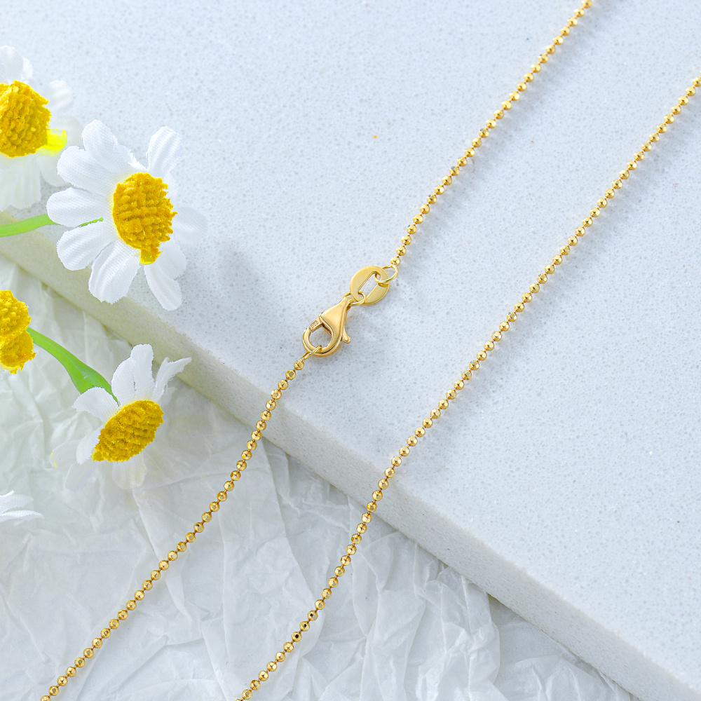10K Gold 1.2mm Bead Chain Necklace-4