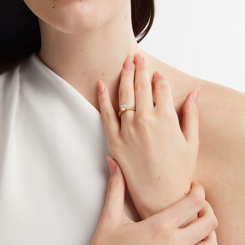 18K Gold 1 to 3.5 CT.T.W. Princess Cut Lab Created Diamond Custom Engagement Ring D Color 3EX IGI Certified-2