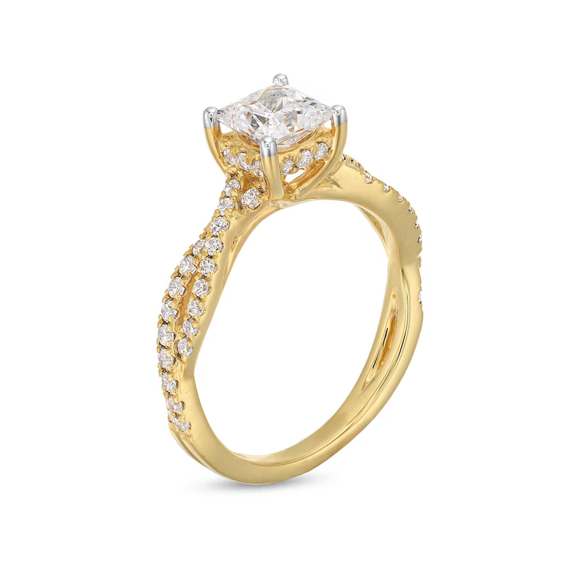 18K Gold 1 to 3.5 CT.T.W. Princess Cut Lab Created Diamond Custom Engagement Ring D Color 3EX IGI Certified-3