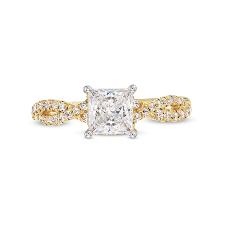 14K Gold 1-3/8 CT Princess-Cut Lab Created Diamond Custom Twist Shank Engagement Ring-4