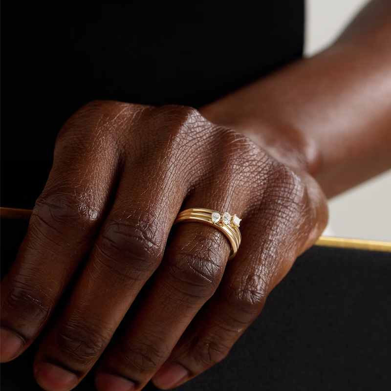 10K Rose Gold 0.6 CT. T.W. Oval Princess Pear Lab Created Diamond Custom Wedding Ring 3EX-2