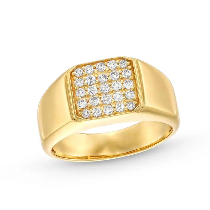 10K Gold 1/3 CT Round Shaped D-VVS1 IGI Certified Lab Created Diamond Five Row Signet Ring-1