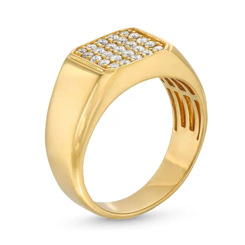 18K Gold 1/3 CT Round Shaped D-VVS1 IGI Certified Lab Created Diamond Five Row Signet Ring-3