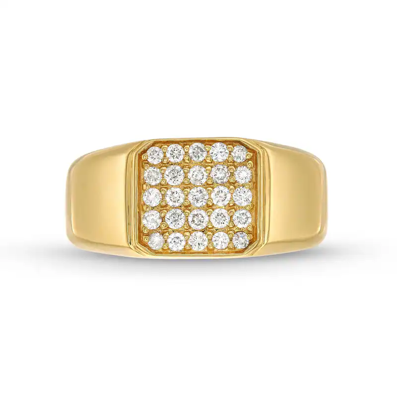 18K Gold 1/3 CT Round Shaped D-VVS1 IGI Certified Lab Created Diamond Five Row Signet Ring-4