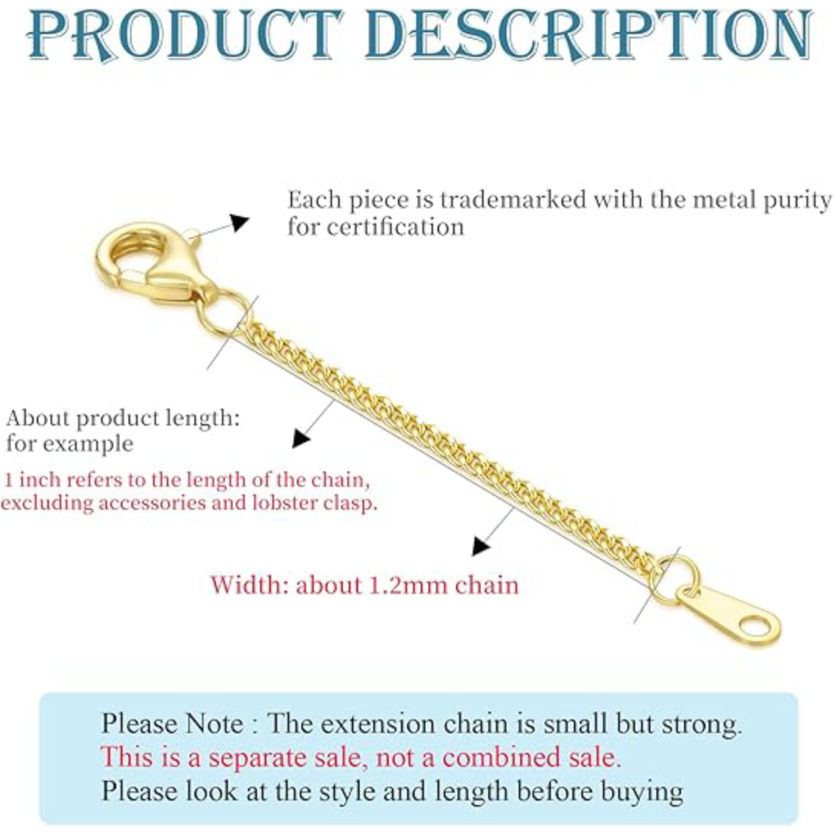 14K Gold 1.35Mm Curb Link Chain With Lobster Clasp Extender Chain 1.5Inch For Women-2