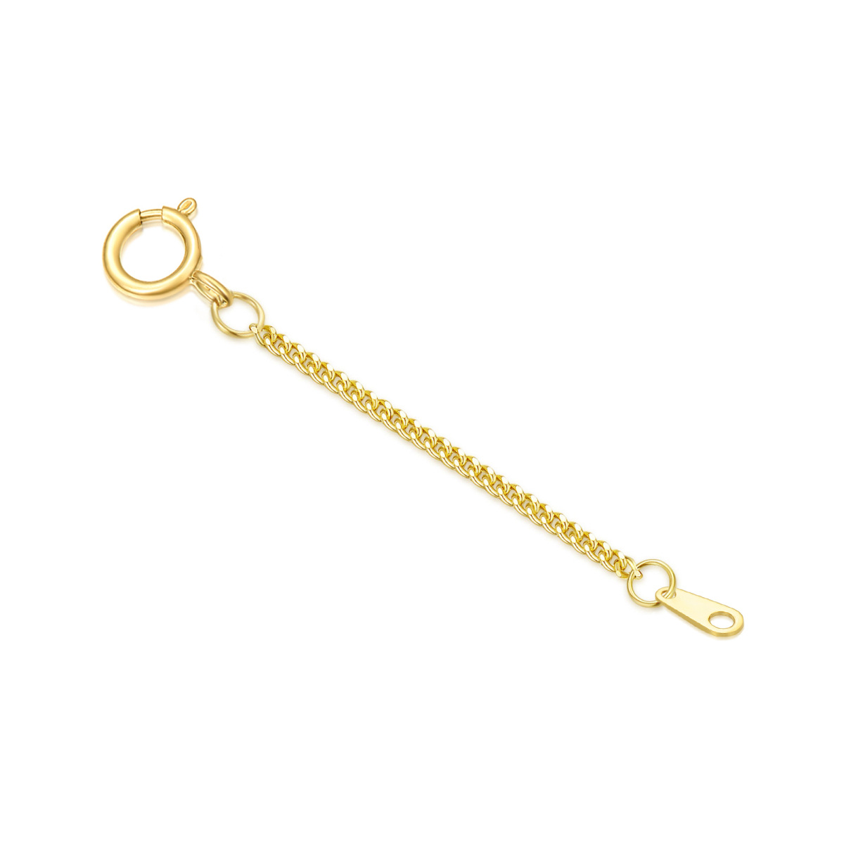 14K Yellow Gold 1.35Mm 0.5 Inch Length Curb Link Chain Spring Buckle Extender-1