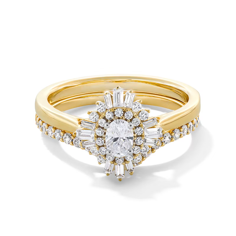 10 Karat Gold 0,75 bis 3,25 ovaler, im Labor hergestellter Diamant-Verlobungsring, Farbe D, VVS1-VS1, Reinheit 3EX, IGI-zertifiziert-1
