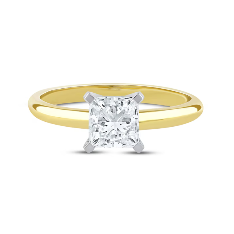 10K Gold 0.5 to 3 CT. T.W. Princess Cut Lab Created Diamond Custom Engagement Ring VVS1-VS1 Clarity 3EX IGI Certified-1