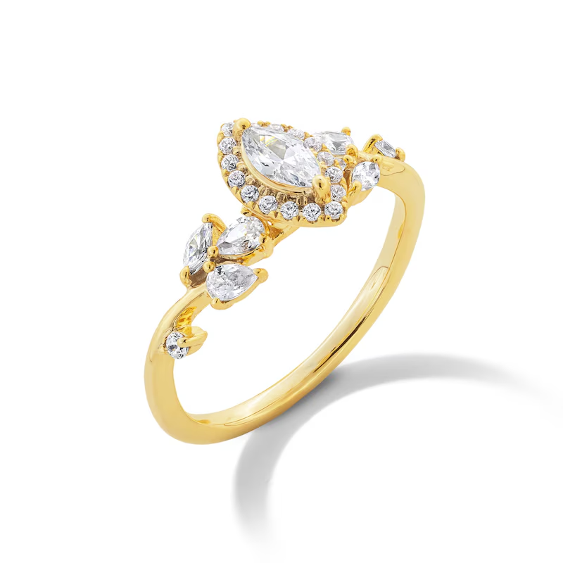10K Gold 0.75 to 3.25 CT. T.W Marquise Shaped Lab Created Diamond Engagement Ring D VVS1-VS1 Clarity 3EX IGI Certified-3