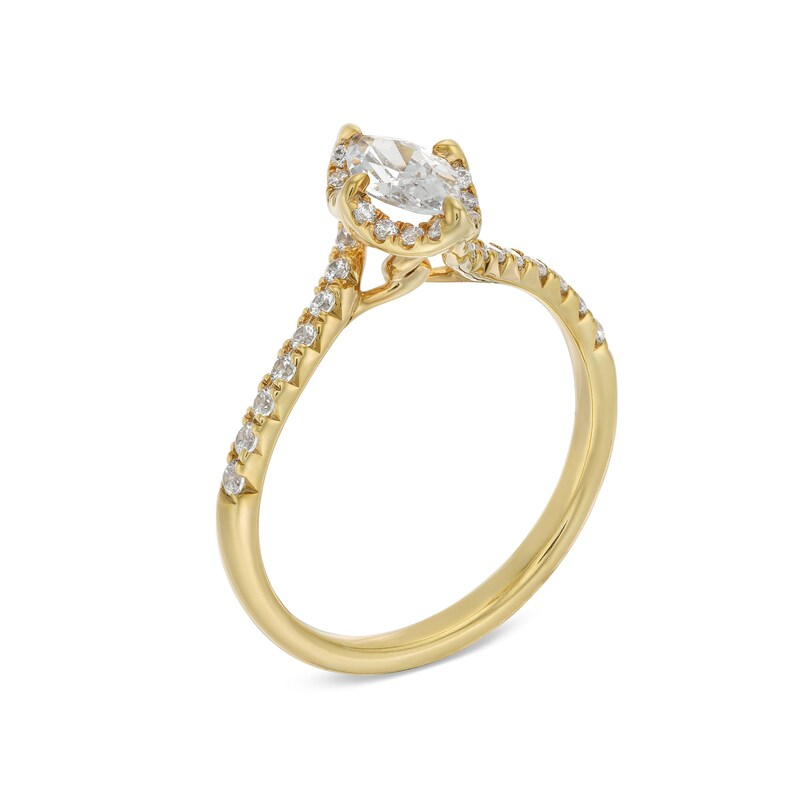 10K Gold 3/4 CT Marquise Shaped Diamond Custom Frame Bypass Shank Engagement Ring-2