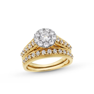 10K Gold 1-1/4 CT Multi-Diamond Vintage-Style Custom Bridal Set for Women-7