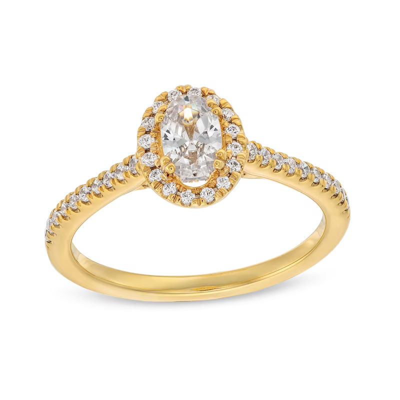 Aliança de noivado personalizada em ouro de 18 quilates com diamante oval criado em laboratório de 0,75 a 3,25 quilates (CT.T.W.), classificação D, pureza VVS1-VS1, certificada pelo IGI.-1