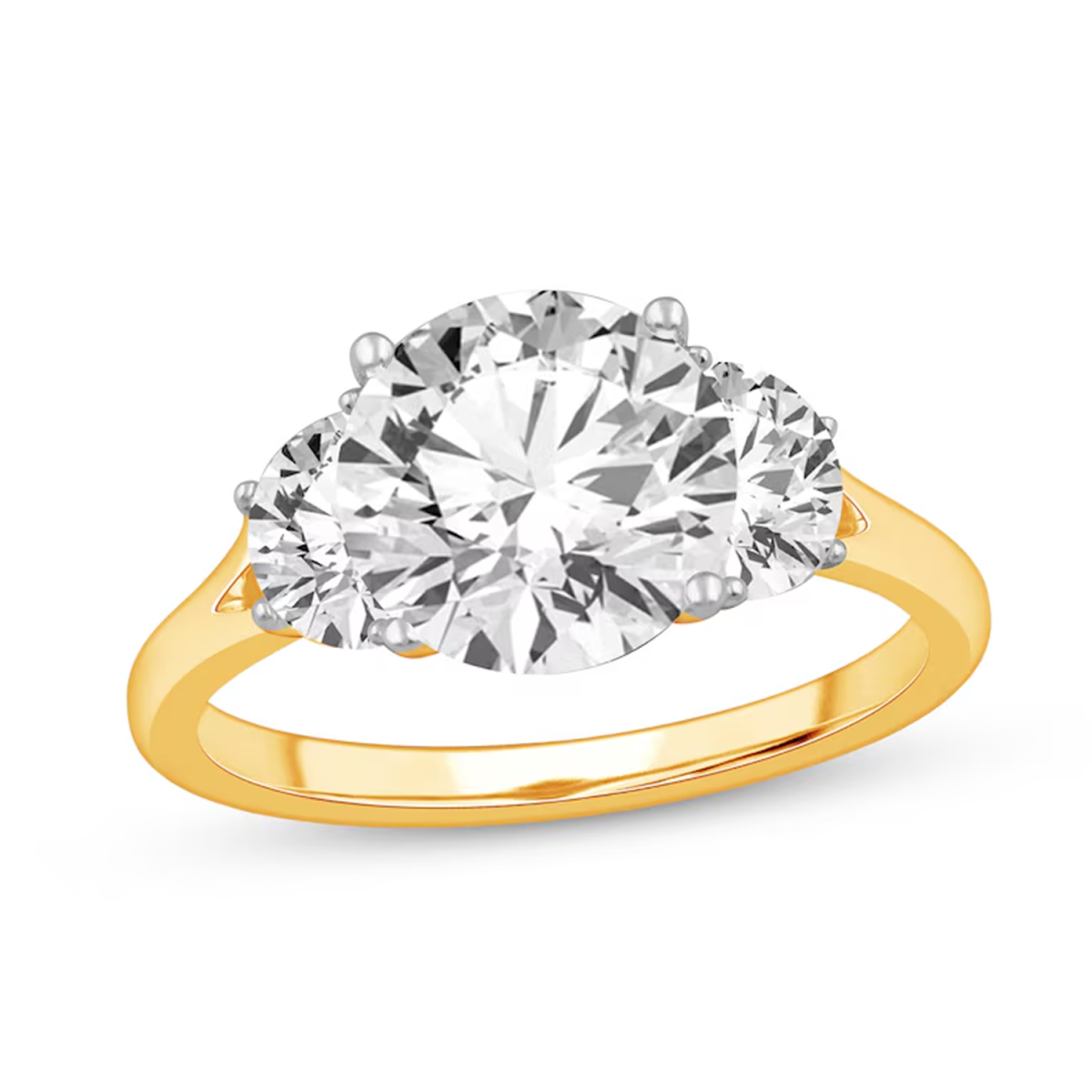 14K Gold 3-3/4 ct Round-Cut Lab Created Diamond Engraving & Couple Engagement Ring-1