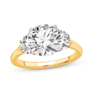 10K Gold 3-3/4 ct Round-Cut Lab Created Diamond Engraving & Couple Engagement Ring-50