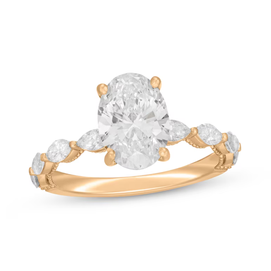 10K Gold 2-5/8ct Lab Created Diamond Custom Engraving Engagement Ring