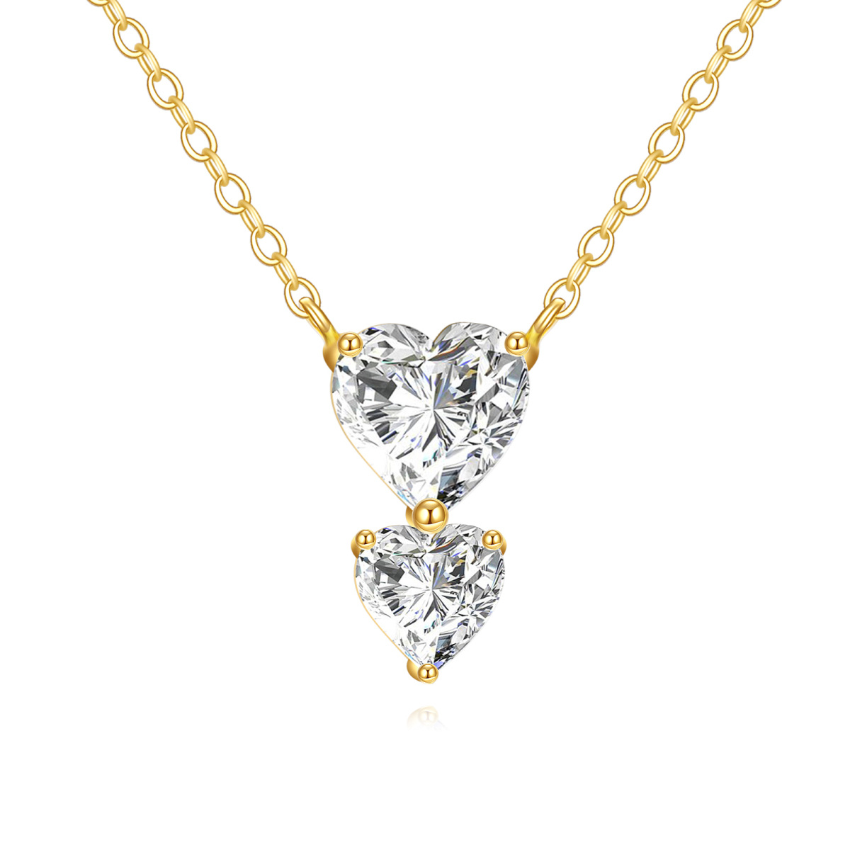 Collar con colgante de corazón de moissanita de 1,5 quilates de peso total en oro de 14 quilates-1