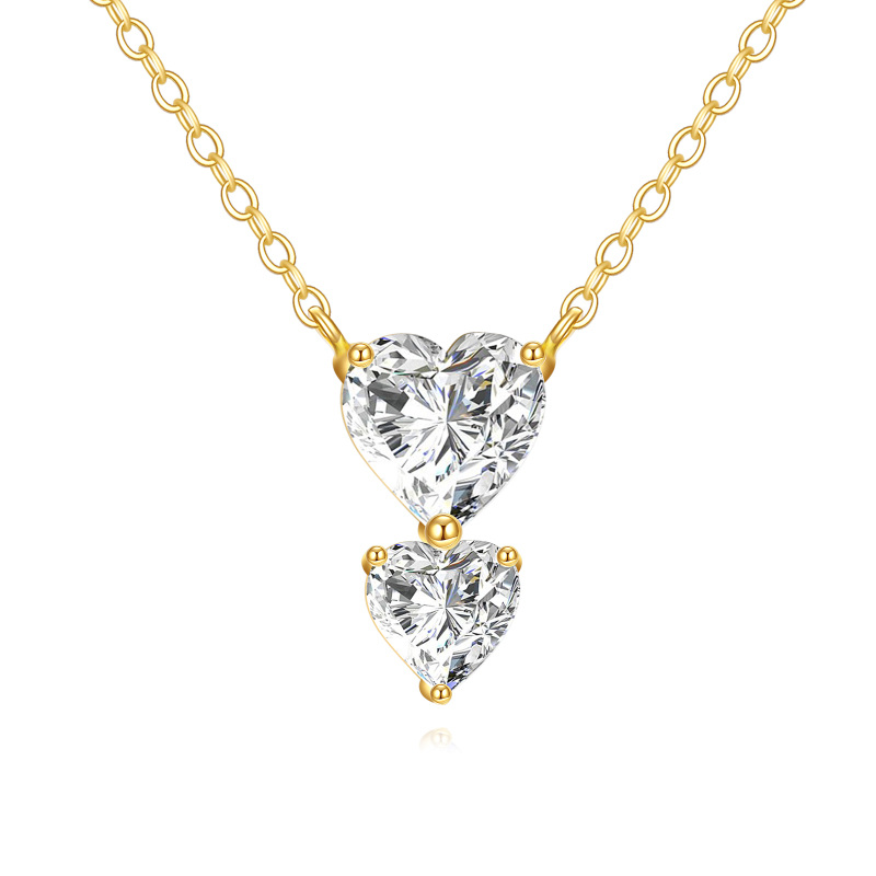 10K Gold 1.5 CT.T.W. Moissanite Heart Pendant Necklace-1