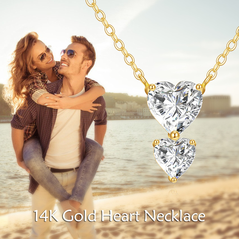 10K Gold 1.5 CT.T.W. Moissanite Heart Pendant Necklace-5