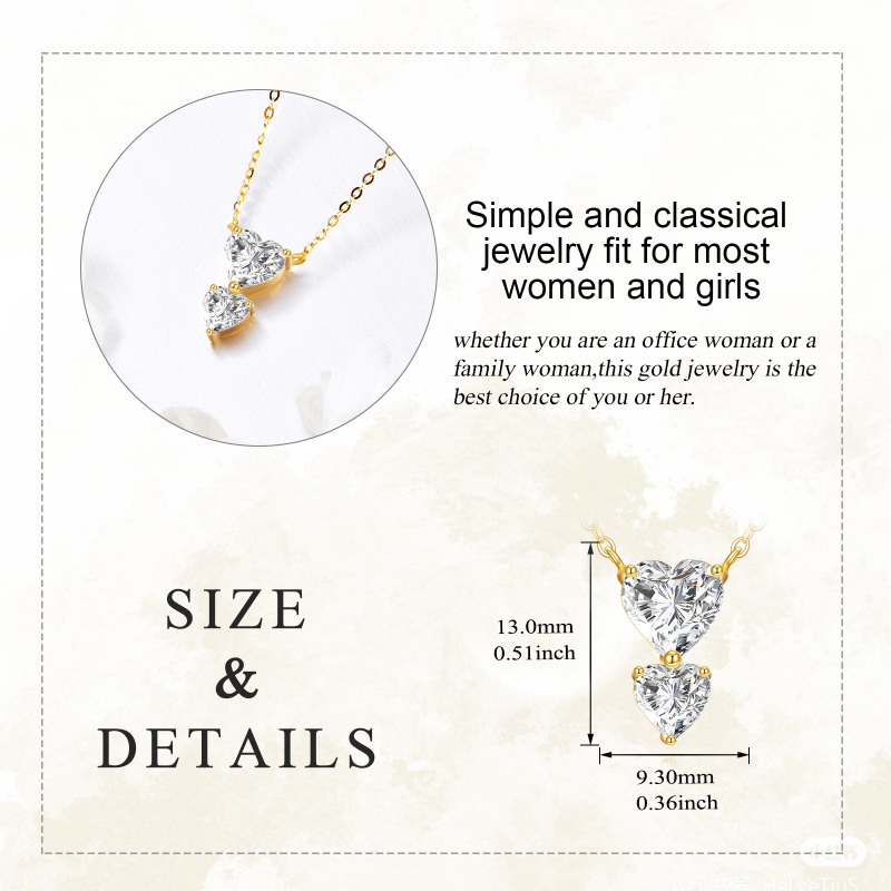 10K Gold 1.5 CT.T.W. Moissanite Heart Pendant Necklace-6