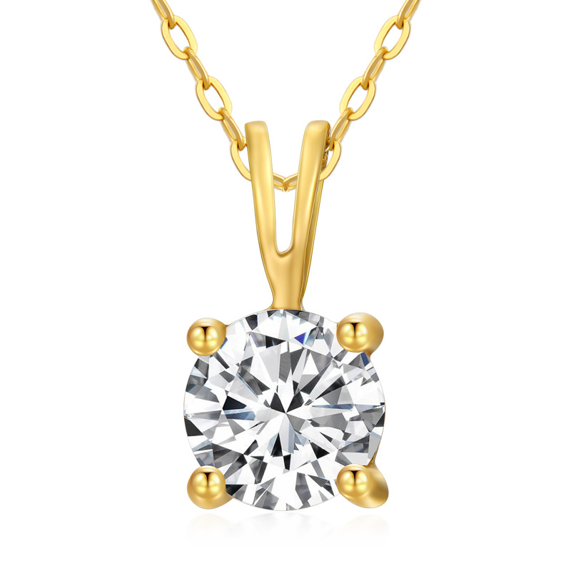 10K Gold 0.5 CT.T.W. Round Cut Lab Created Diamond Pendant Necklace-8