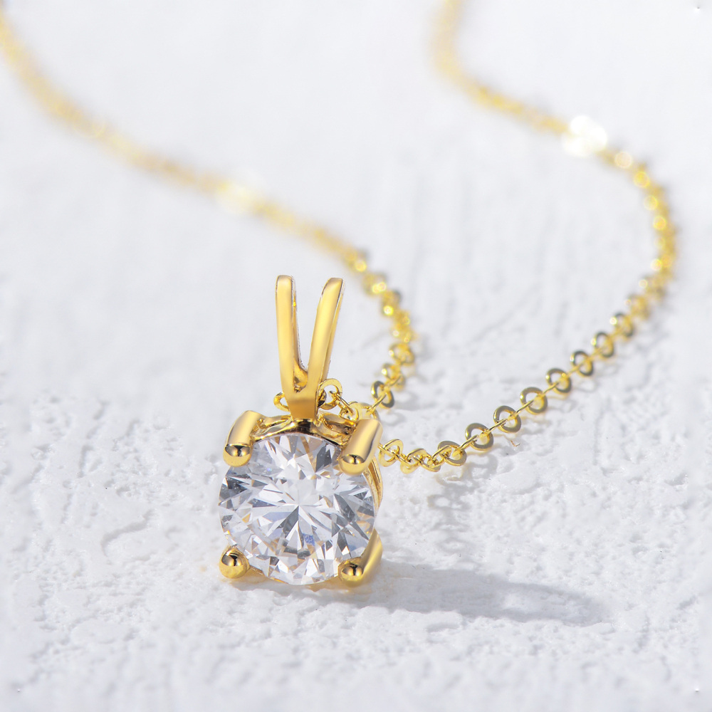 10K Gold 0.5 CT.T.W. Round Cut Lab Created Diamond Pendant Necklace-5