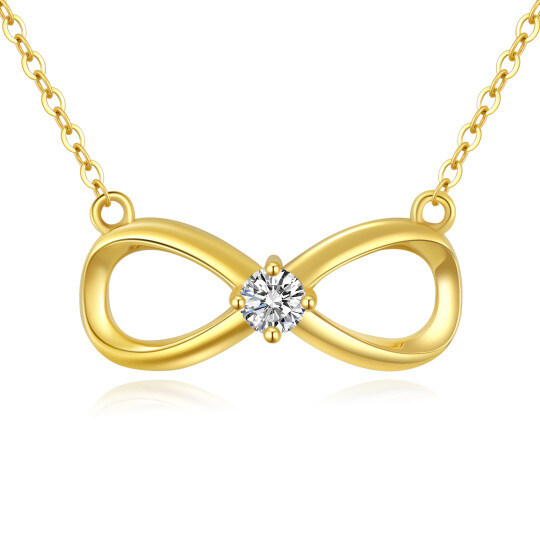 10K Gold 3.5 mm Moissanite Infinity Symbol Pendant Necklace
