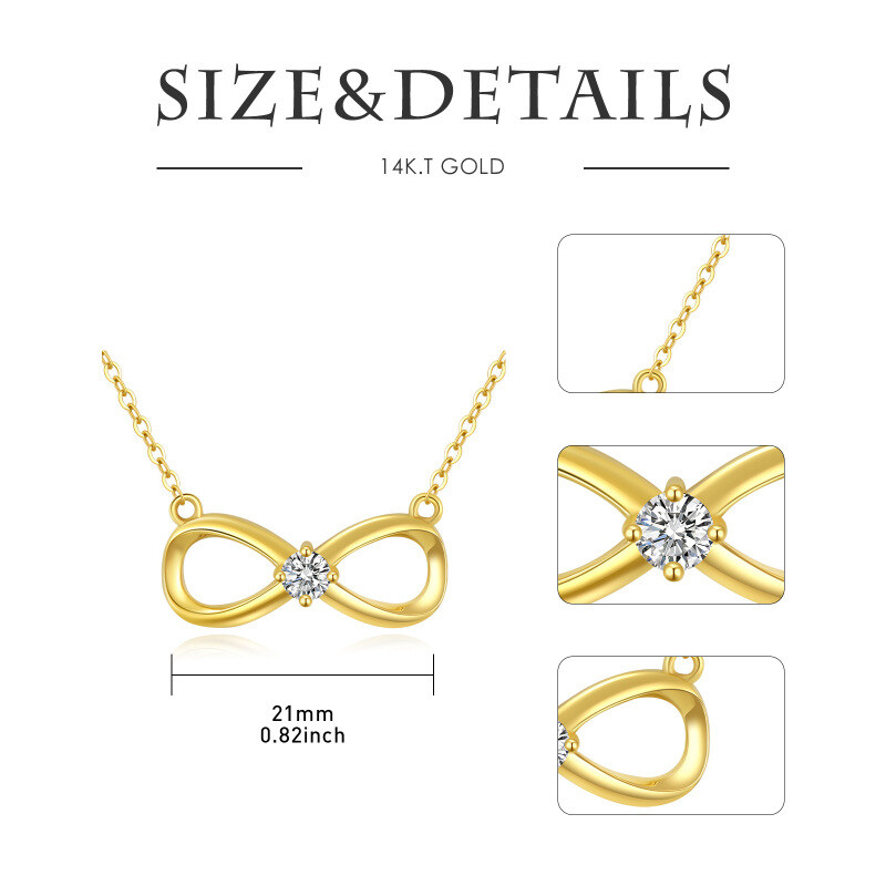 Collana con ciondolo simbolo dell'infinito in moissanite in oro bianco 10K-5