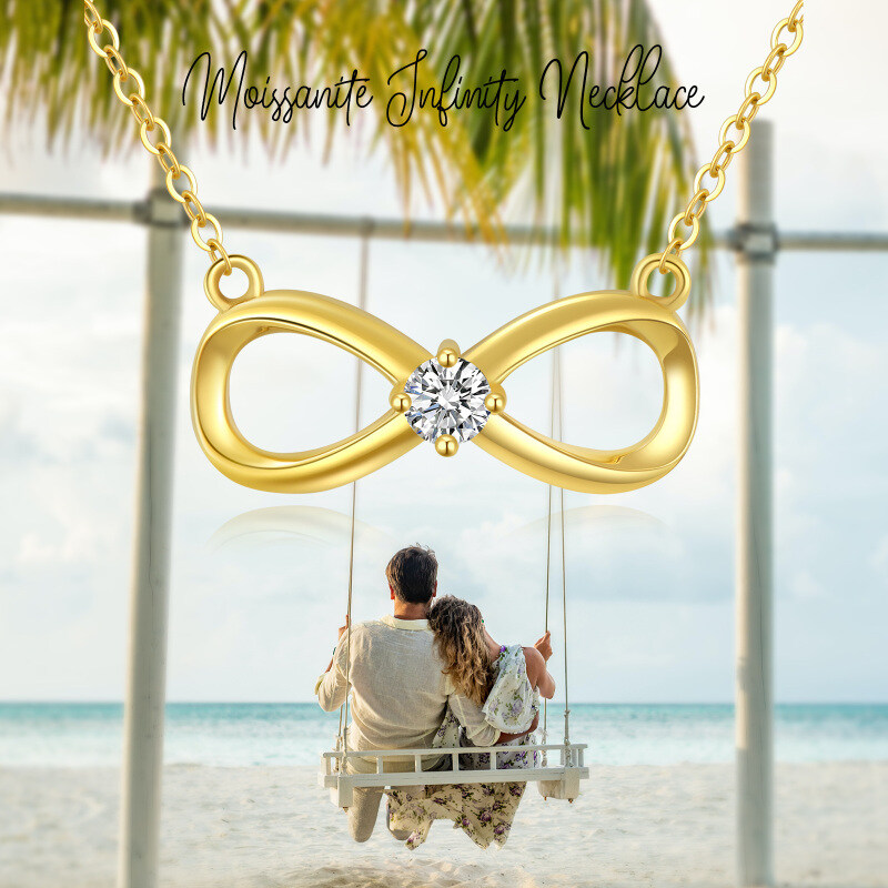 Collana con ciondolo simbolo dell'infinito in moissanite in oro bianco 10K-6