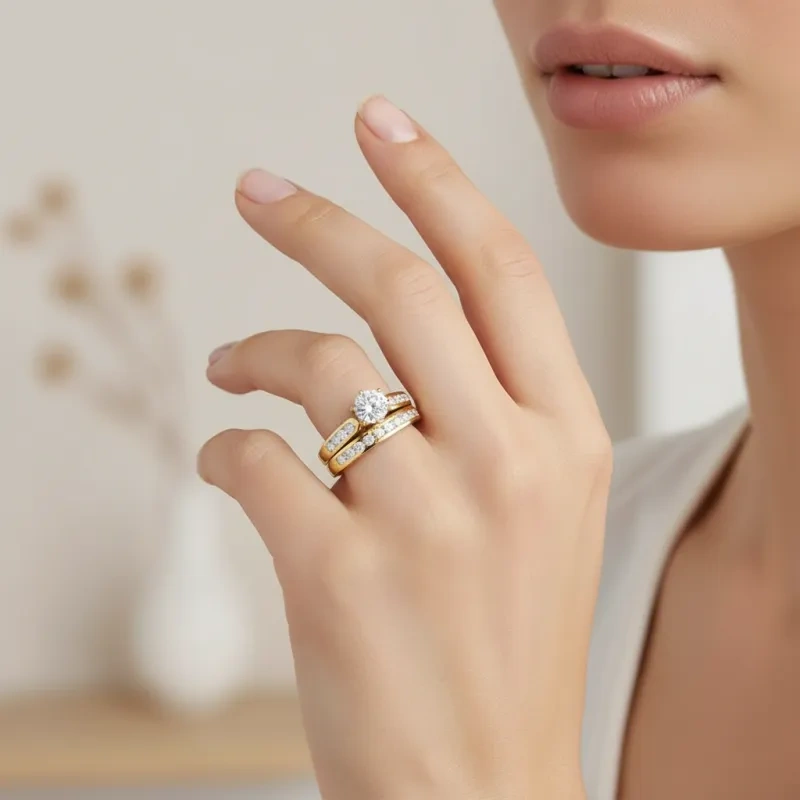 10K Gold 1 to 6 CT Round Cut Moissanite Bridal Set-2