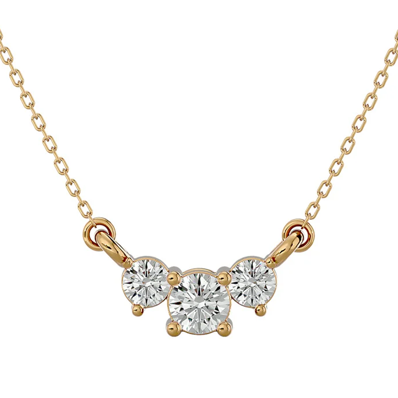 Colar de diamante redondo em ouro 9K 0,5CT-1