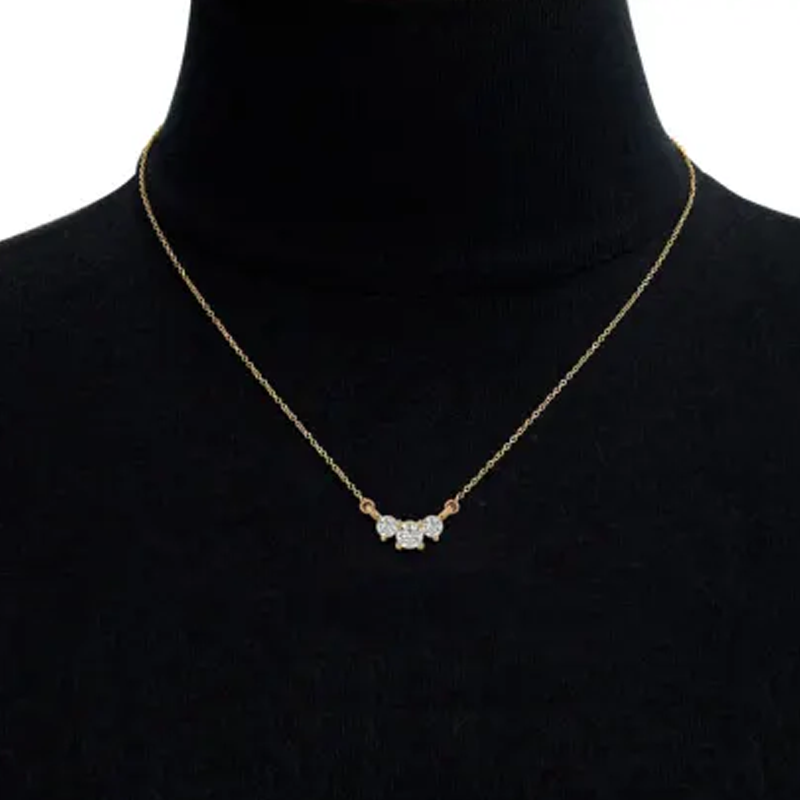 Colar de diamante redondo em ouro 9K 0,5CT-2