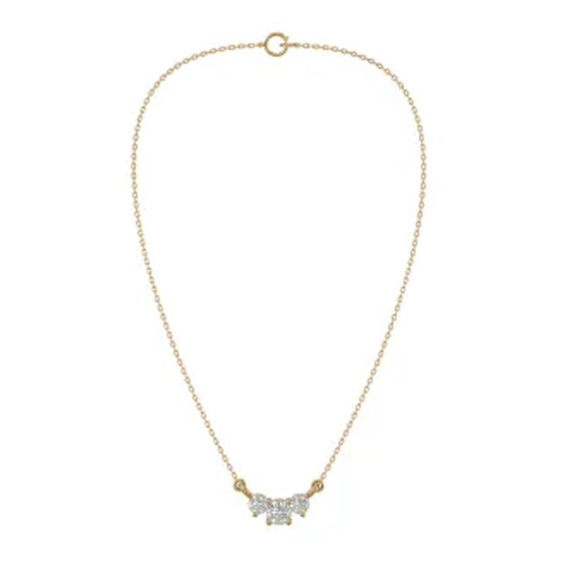 Colar de diamante redondo em ouro 9K 0,5CT-4