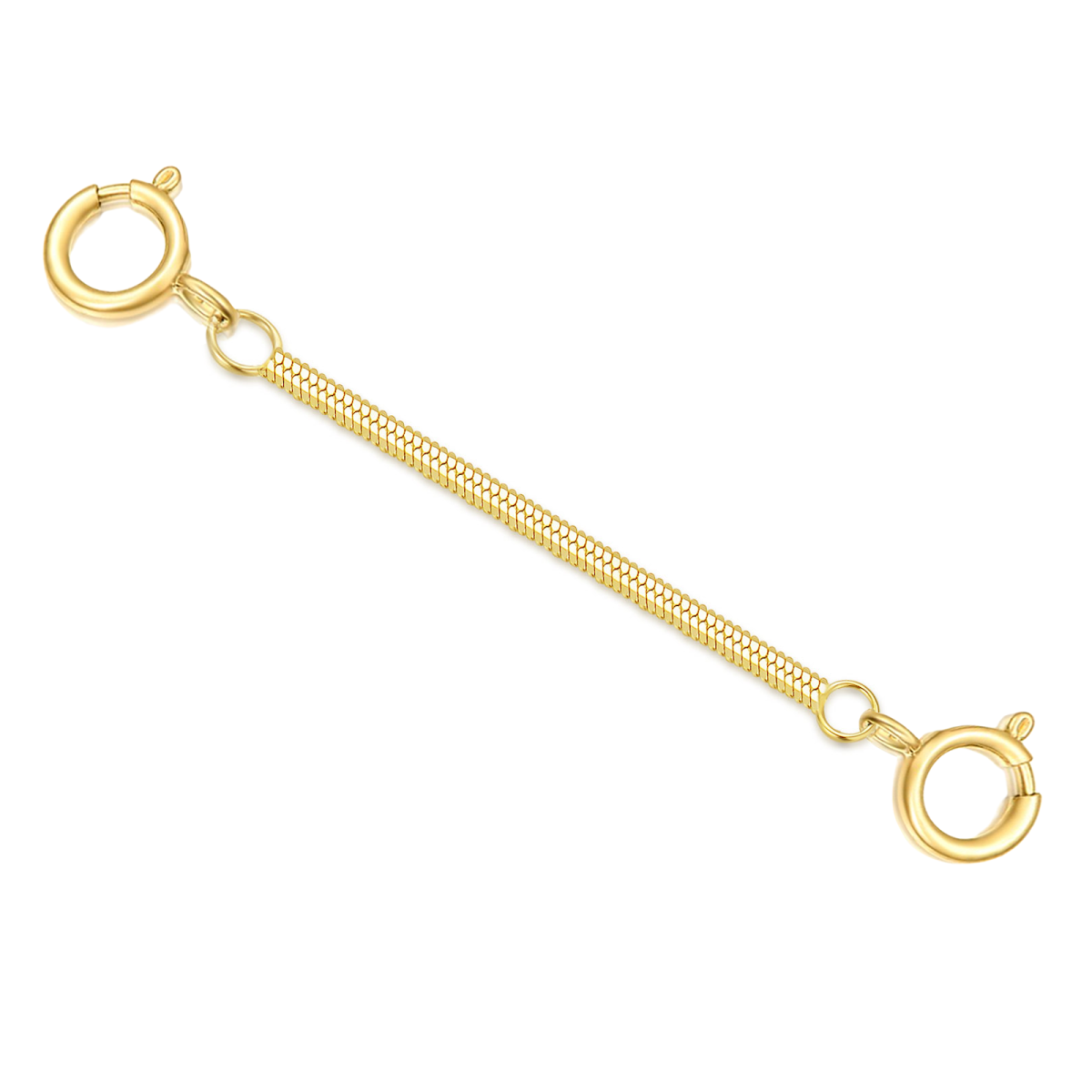 14K Gold 1.5Mm 1Inch Herringbone Chain Double Spring Buckle Extender Chain-1