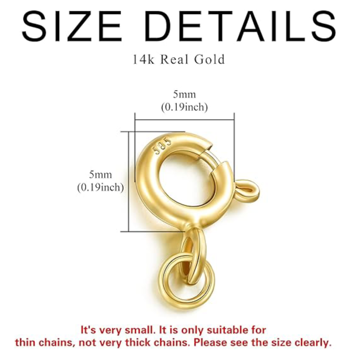 14K Gold 1.5Mm 1Inch Herringbone Chain Double Spring Buckle Extender Chain-4