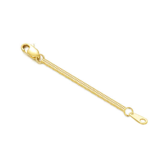 Corrente extensora de fivela de uma linha em ouro 14K 1,5 mm em espinha de peixe 1 polegada para mulheres