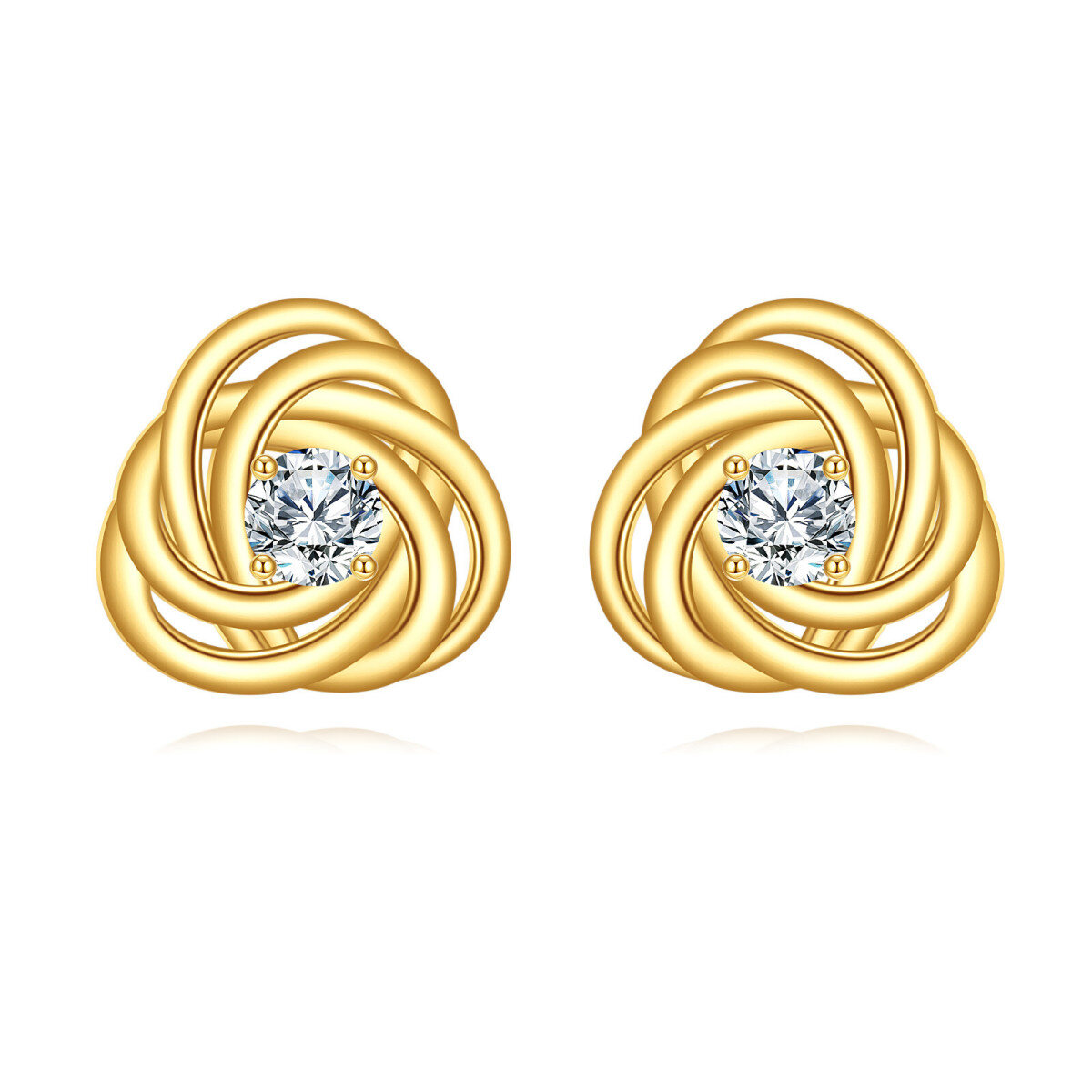 14 Karat Gold 2,5 mm Moissanit Keltischer Spiralknoten Ohrstecker-1