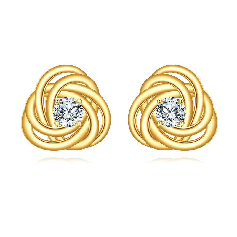 أقراط مرصعة بحجر مويسانيتي من الذهب عيار 14 قيراطًا بقطر 2.5 مم بتصميم عقدة سلتيك حلزونية-8