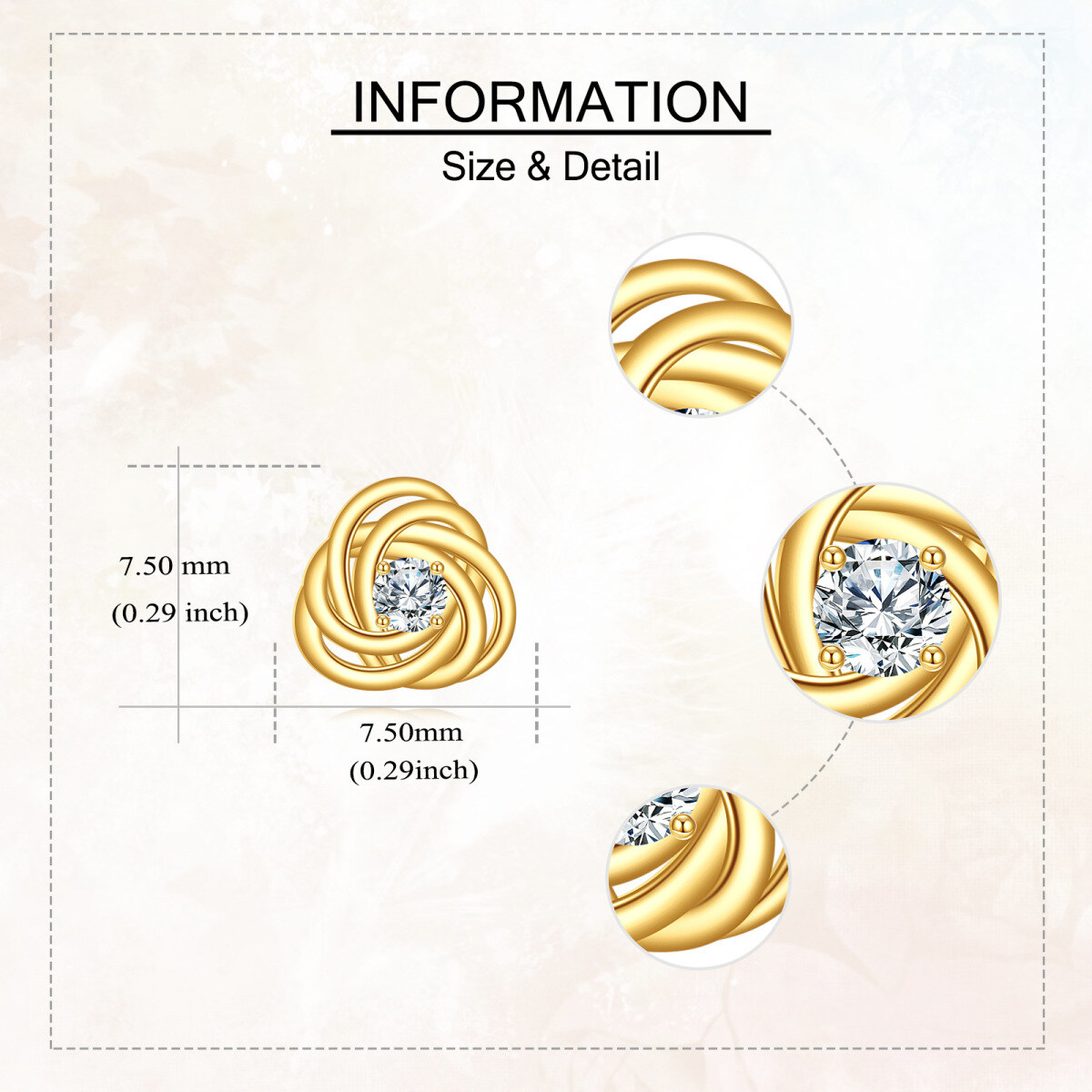 14 Karat Gold 2,5 mm Moissanit Keltischer Spiralknoten Ohrstecker-5