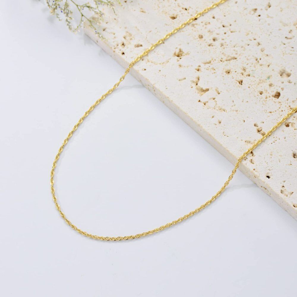 10K Gold 1.5mm Rope Chain Necklace-3