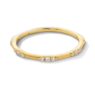 10K Gold 1/6 CT Circular Shaped Diamond Bamboo Vintage-Style Stackable Wedding Ring-31