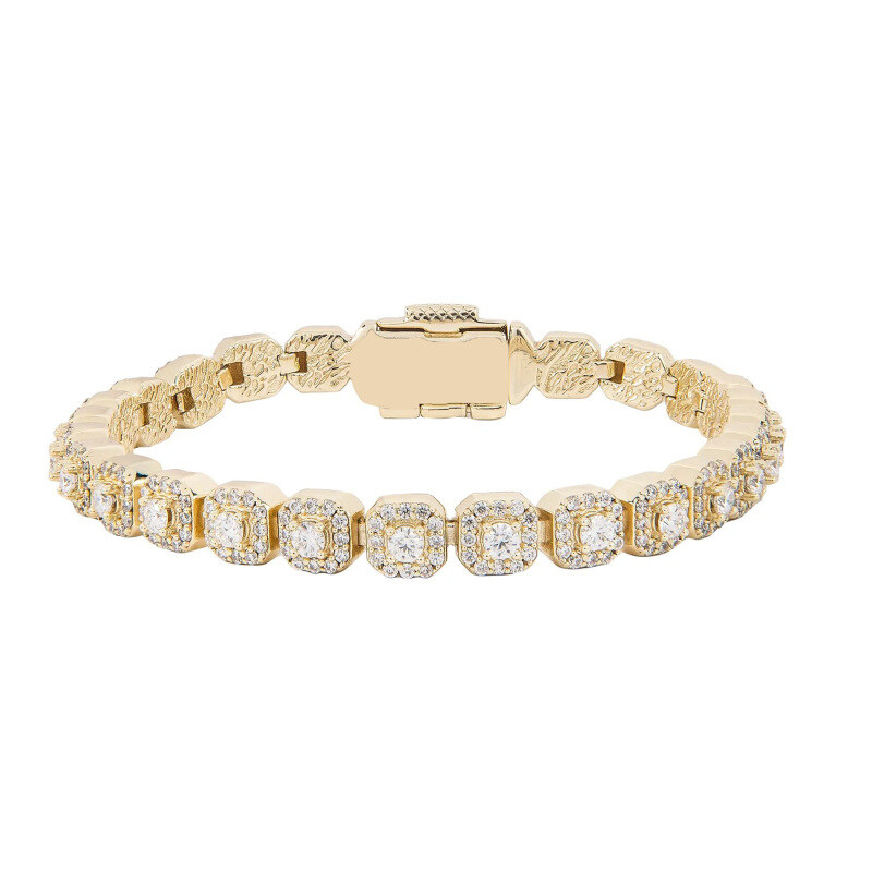 14K Gold 6MM Clustered Moissanite Tennis Bracelet for Men-1