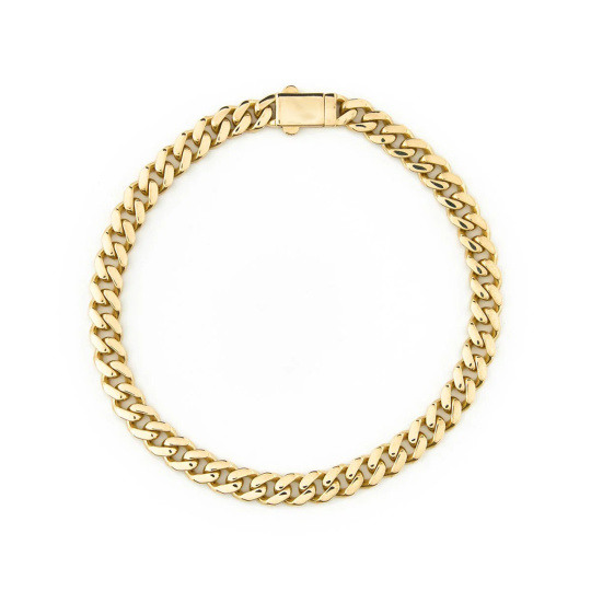 Pulsera de cadena cubana de oro de 14 quilates y 6 mm