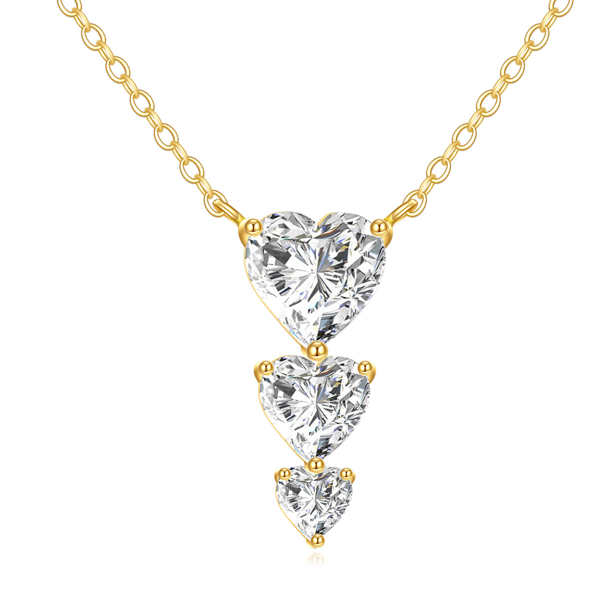 Collar con colgante de corazón de moissanita de oro de 14 quilates y 1,7 quilates de peso total-1