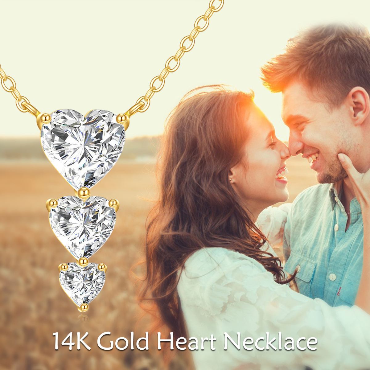Collar con colgante de corazón de moissanita de oro de 14 quilates y 1,7 quilates de peso total-6