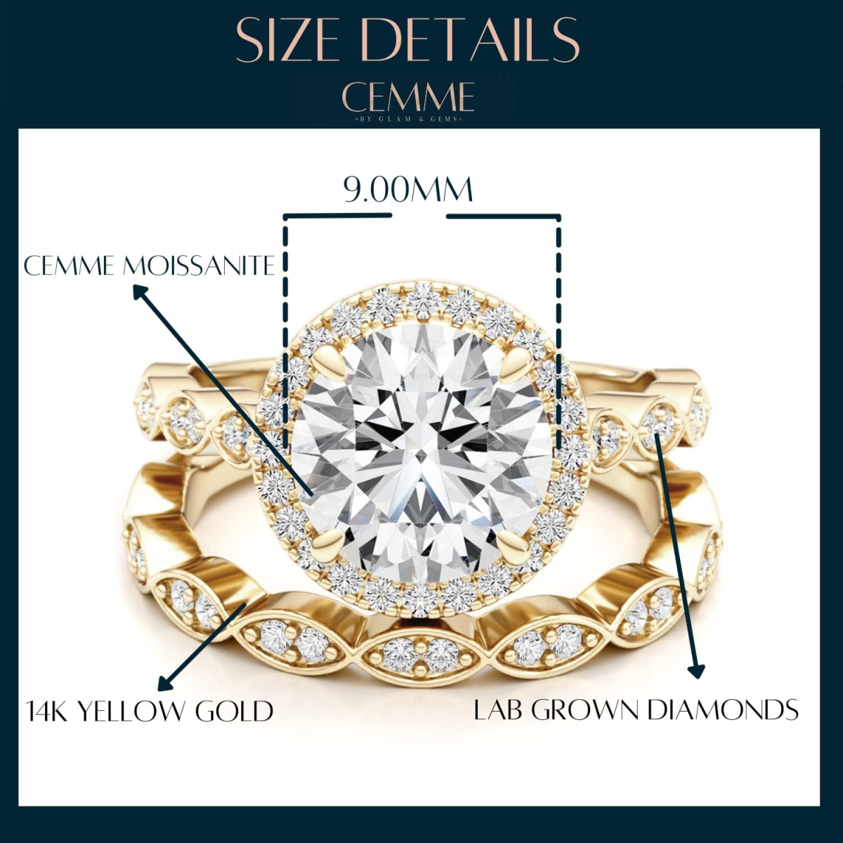 Bague de fiançailles en or 18 carats avec diamant de laboratoire de 0,75 ct et moissanite 3 ct gravée sur mesure-4