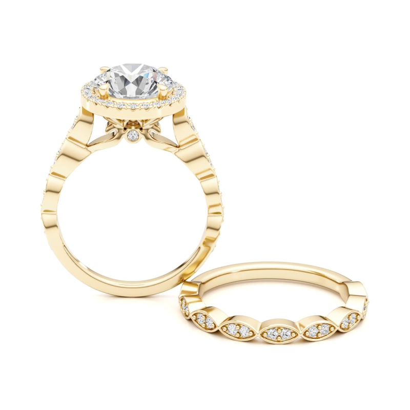 Anillo de compromiso de aniversario de moissanita de talla redonda de oro blanco de 18 quilates con un peso total de 2 a 5,5 quilates.-4