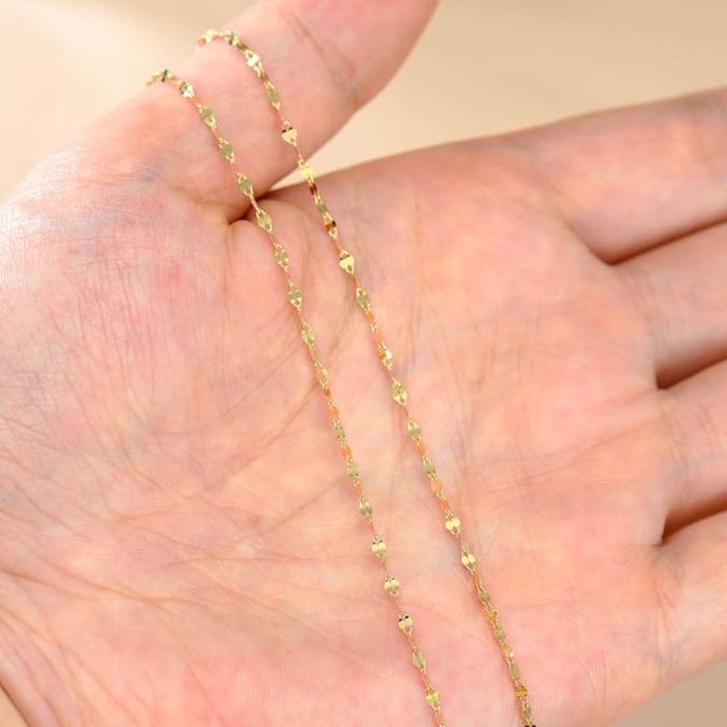 10K Gold 1,7mm Lippenkette Halskette-2